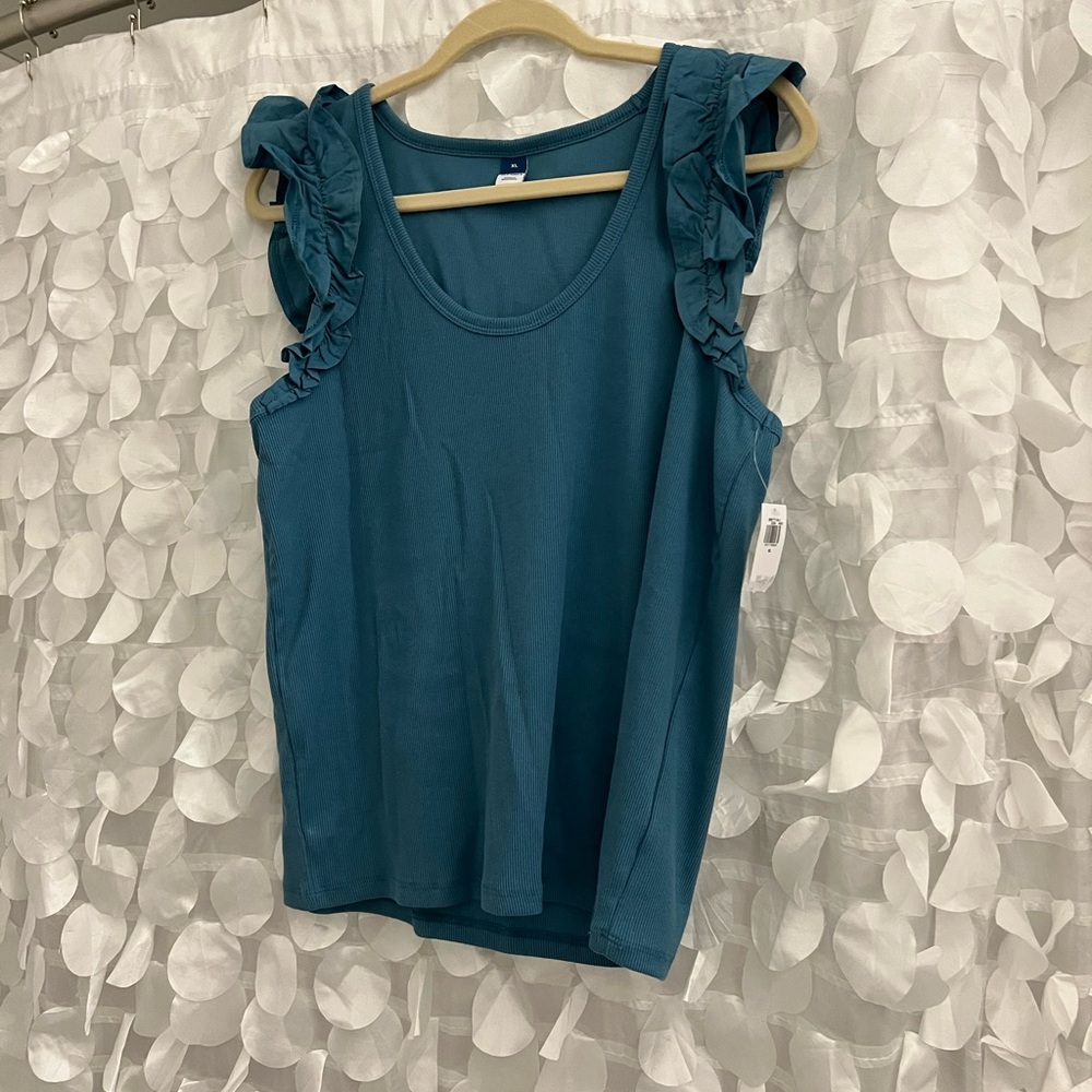Old Navy Blue Ruffled Tank Top
